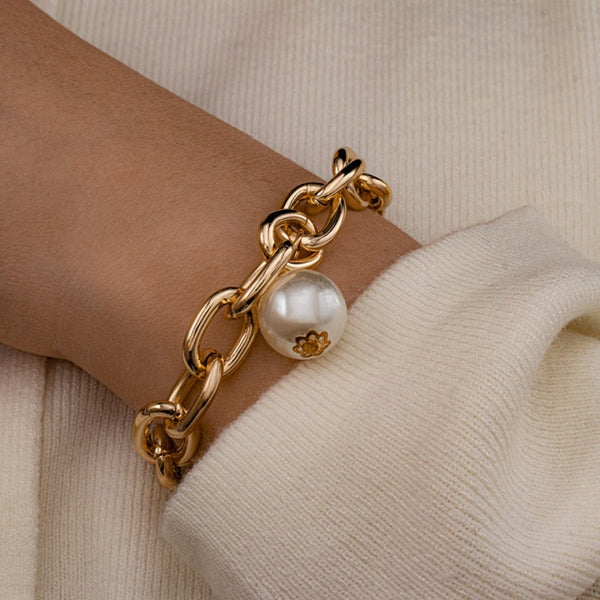 Gold & Pearl Bead Bracelet
